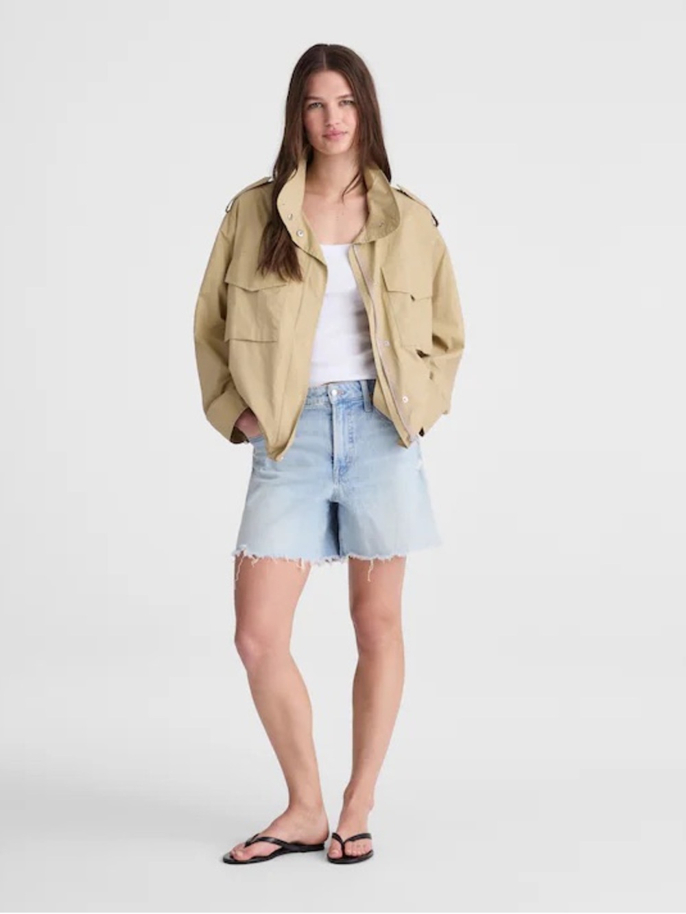 NWT Madewell Field Jacket in Washed Poplin, Fennel Seed, Oversized, Small